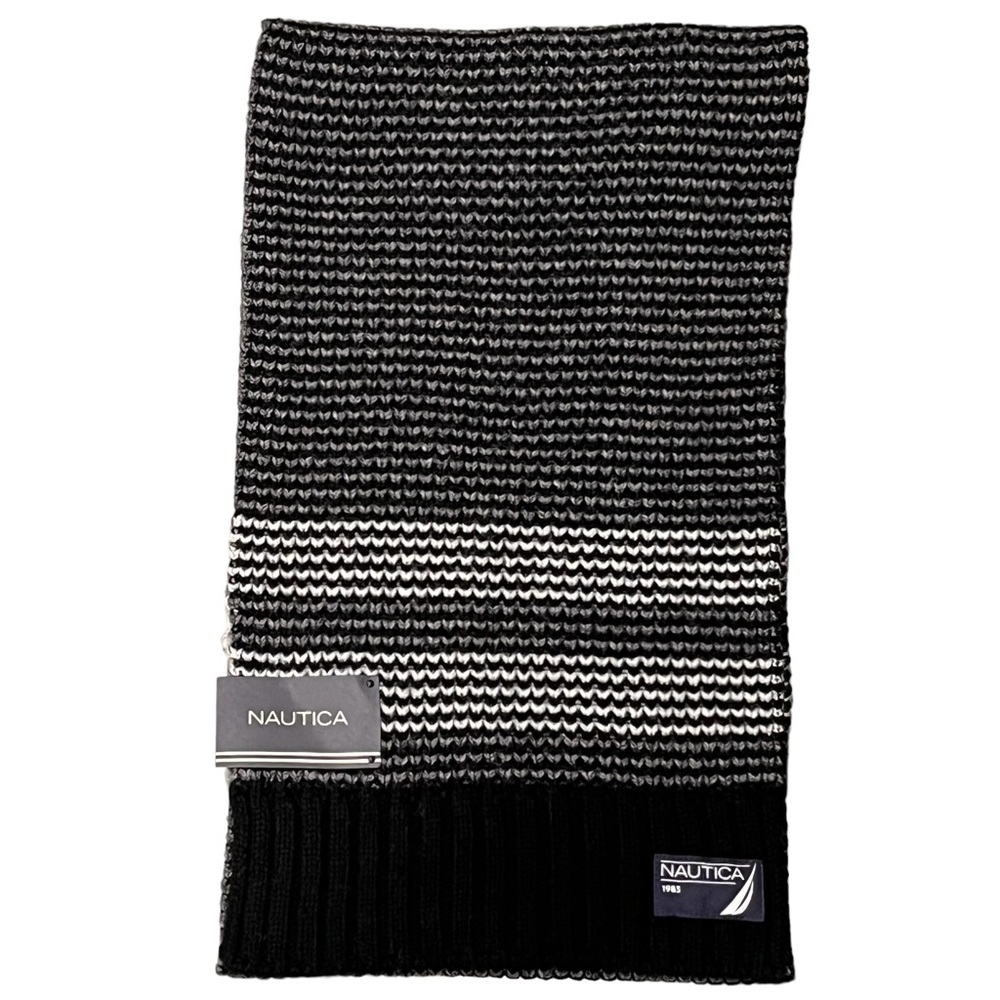 NEW Nautica Men’s Striped Wool Blend Scarf